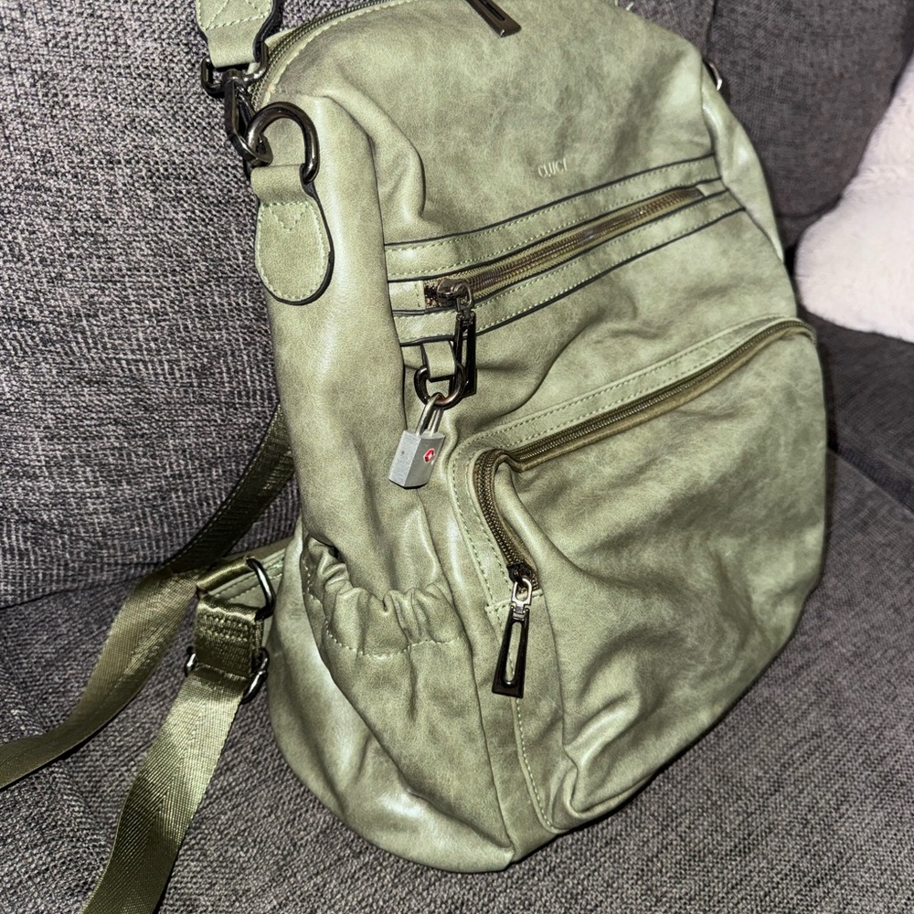 Olive Green Multi-Pocket Backpack Bag